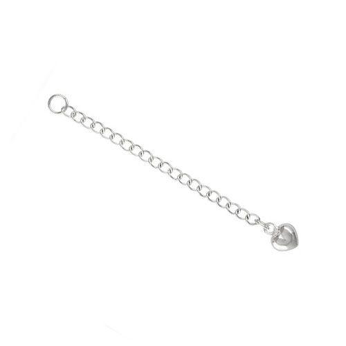 .925 Sterling Silver 2.25in Extender Chain with 6mm Puffed Heart (1 Piece)