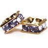 4mm Gold Plate Squaredell - Tanzanite (Sold by the piece) - Too Cute Beads