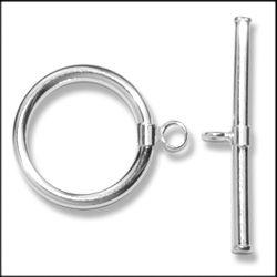 .925 Sterling Silver Round Toggle - 15mm (1 Set) - Too Cute Beads