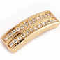 40 x 13mm Pave Double Bar Slider for Flat Leather - Bright Gold with Crystal - Too Cute Beads