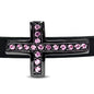 34 x 22mm Pave Cross Slider for Flat Leather - Black Ruthenium with Light Rose CZ's - Too Cute Beads