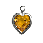 8.8mm S/S Plate Heart Charm- Topaz (1pc)