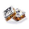 4mm Silver Plate Squaredell - Topaz (Sold by the piece)