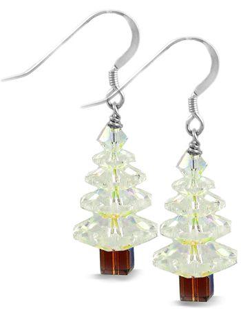 Swarovski Christmas Tree Earrings AB - Too Cute Beads