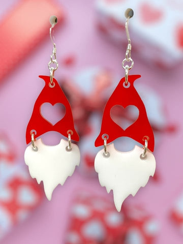 Valentine's Day Gnome Heart Earrings