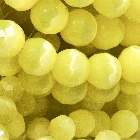 6mm Faceted Cats Eye - Yellow (16 inch strands - Approximately 66 pieces)